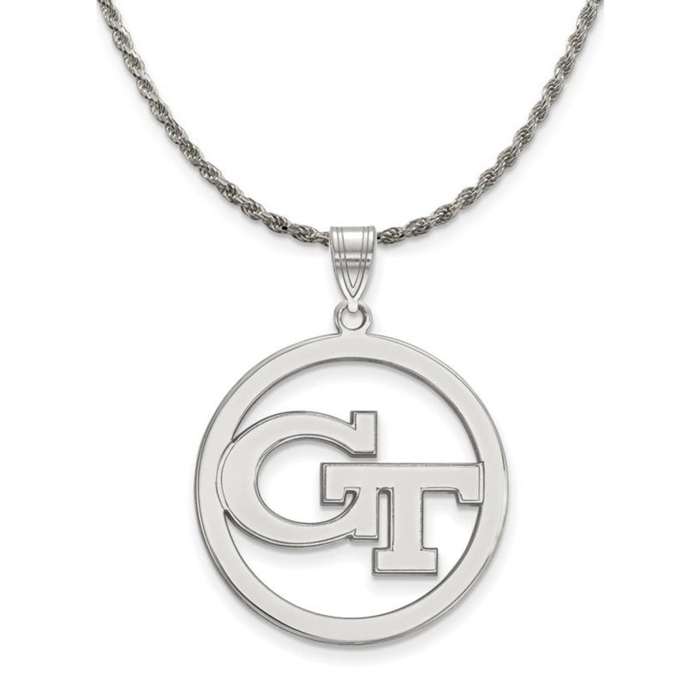 Sterling Silver Georgia Technology Large Circle Necklace, 26 Inch